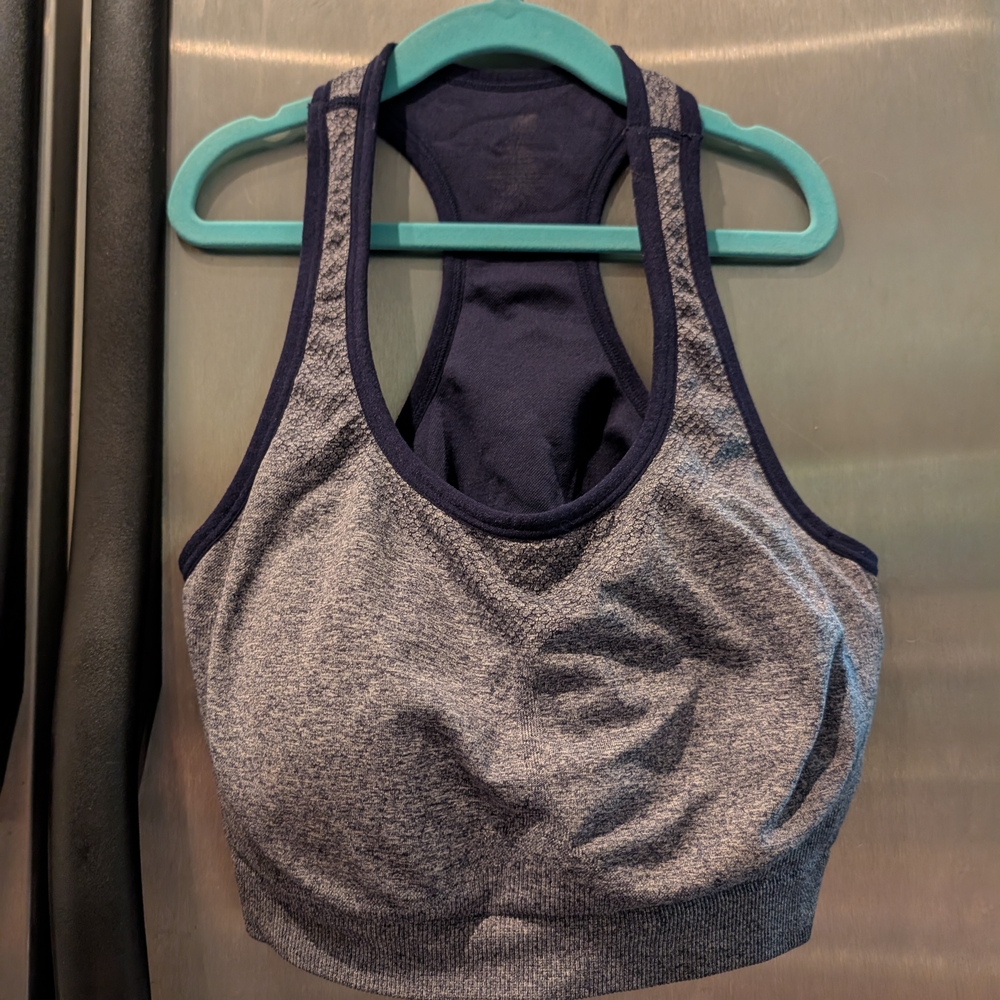 Women's Gray and Black Sports Bra